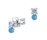 Crystal with Turquoise Silver Stud Earring STS-3206-TQ